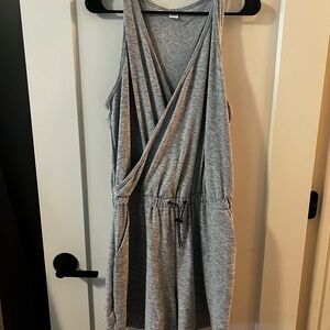 Gray Sleeveless Romper with Pockets